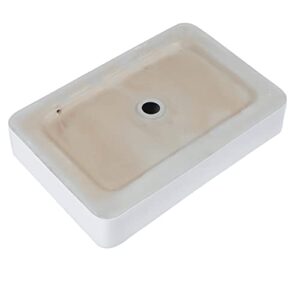 Bathroom Vessel Sink Rectangular - IOROYO 24"x16" Modern Rectangle Vessel Sink Above Counter White Ceramic Porcelain Bathroom Guestroom Lavatory Vanity Vessel Sinks Art Basin