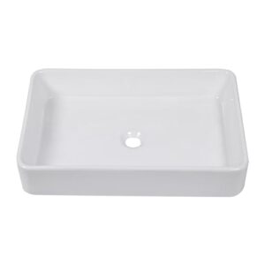 bathroom vessel sink rectangular - ioroyo 24"x16" modern rectangle vessel sink above counter white ceramic porcelain bathroom guestroom lavatory vanity vessel sinks art basin