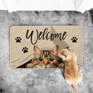 Artoid Mode Big Round Eyes Footprint Welcome Doormat,Front Door Low-Profile Yard Floor Switch Mat Rubber Back for Indoor Outdoor 17 x 29 Inch