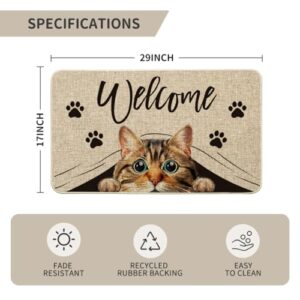 Artoid Mode Big Round Eyes Footprint Welcome Doormat,Front Door Low-Profile Yard Floor Switch Mat Rubber Back for Indoor Outdoor 17 x 29 Inch