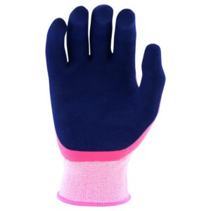 Miracle Gro Women's Double Dipped Sandy Foam Latex Gardening Work Gloves, Water Resistant, Excellent Grip, Durable, Pink/Purple, Small, (MG30605/WSM)