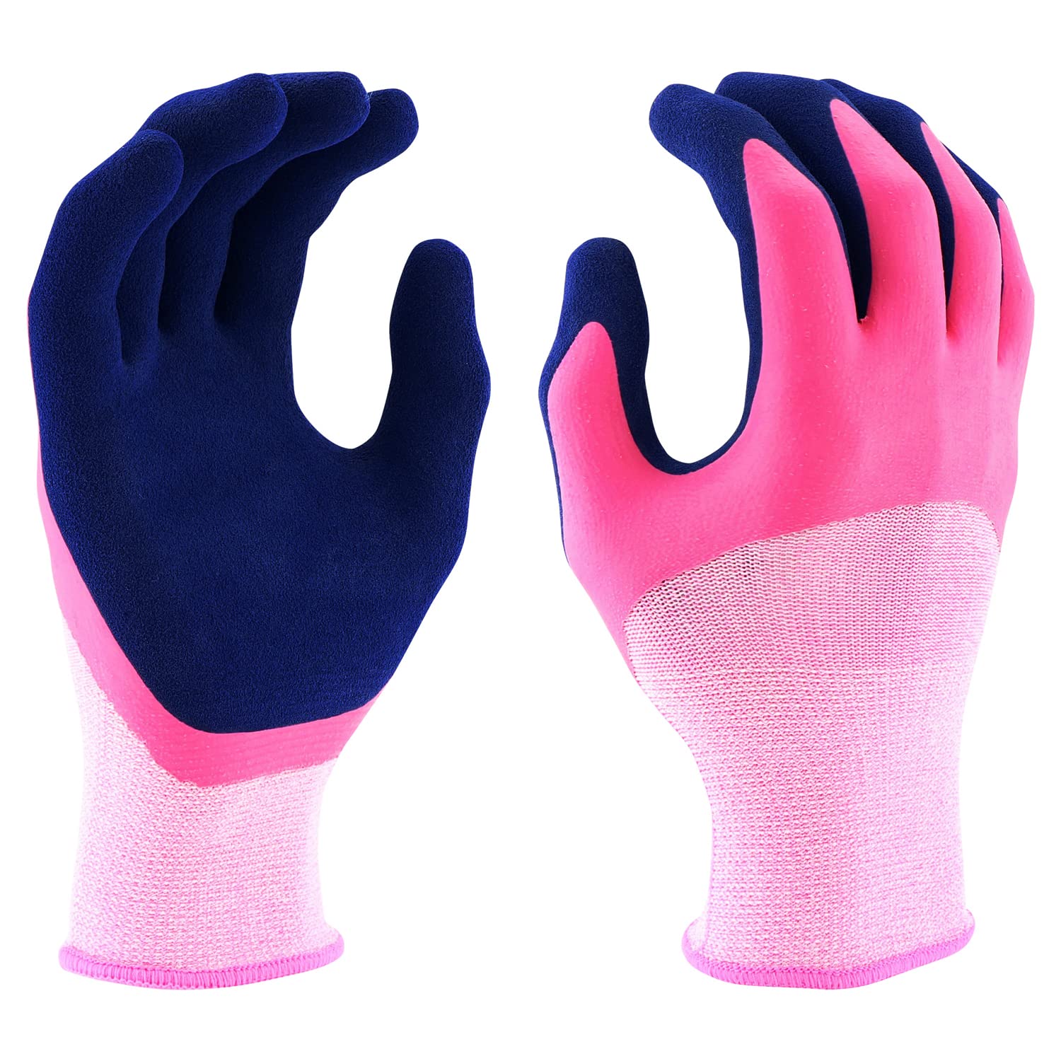 Miracle Gro Women's Double Dipped Sandy Foam Latex Gardening Work Gloves, Water Resistant, Excellent Grip, Durable, Pink/Purple, Small, (MG30605/WSM)