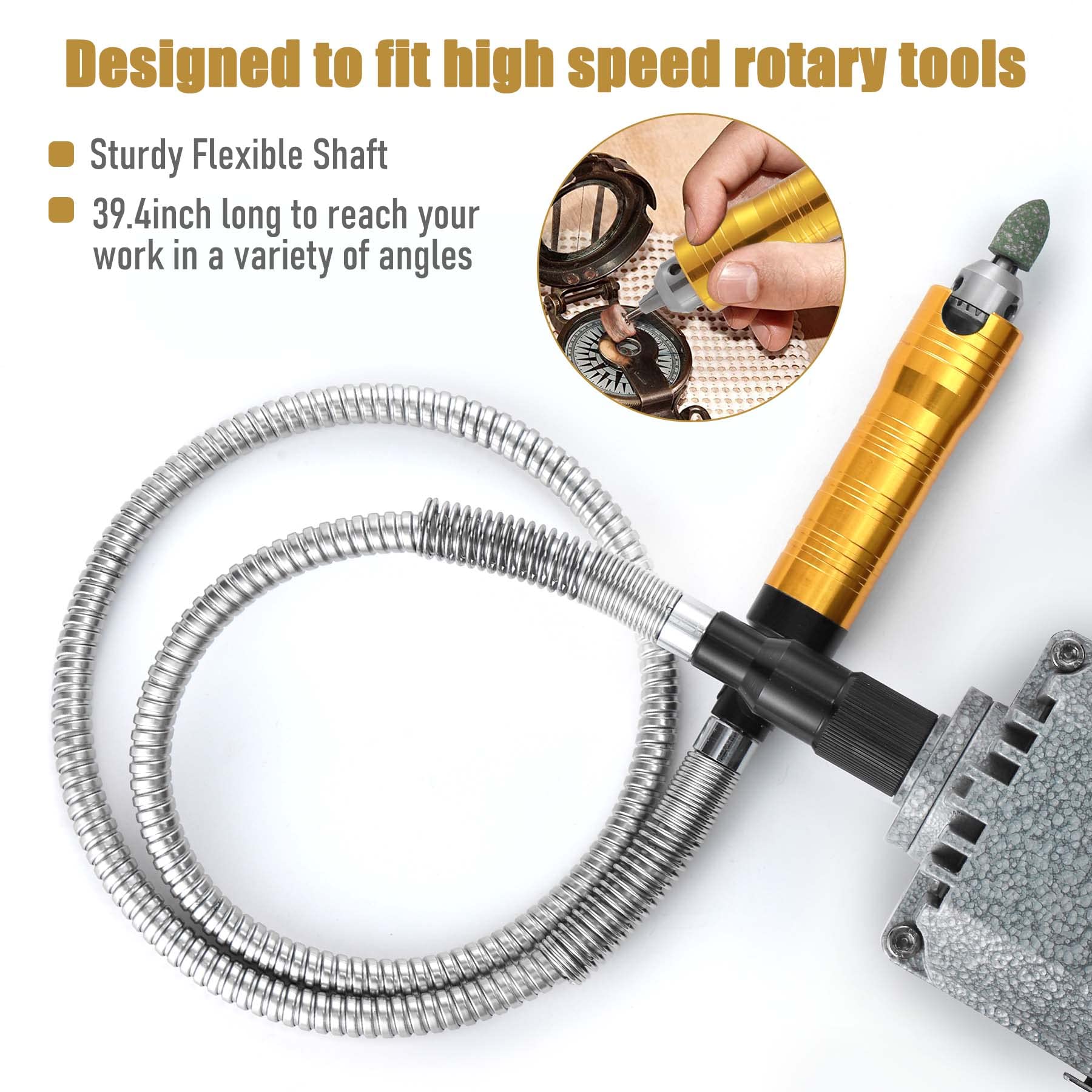 FlySkip Flex Shaft Rotary Tool 1000W 30000RPM,Flex Shaft Hanging Grinder Carver with Forward and Reverse Rotation, Multi-function Metalworking with Foot Pedal Control for Carving Buffing (1000W)