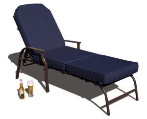 kozyard maya chaise lounge - outdoor patio recliner chair, comfortable patio lounge chair, elegant chaise lounge chair for relaxation, perfect outdoor recliner chair (navy blue)