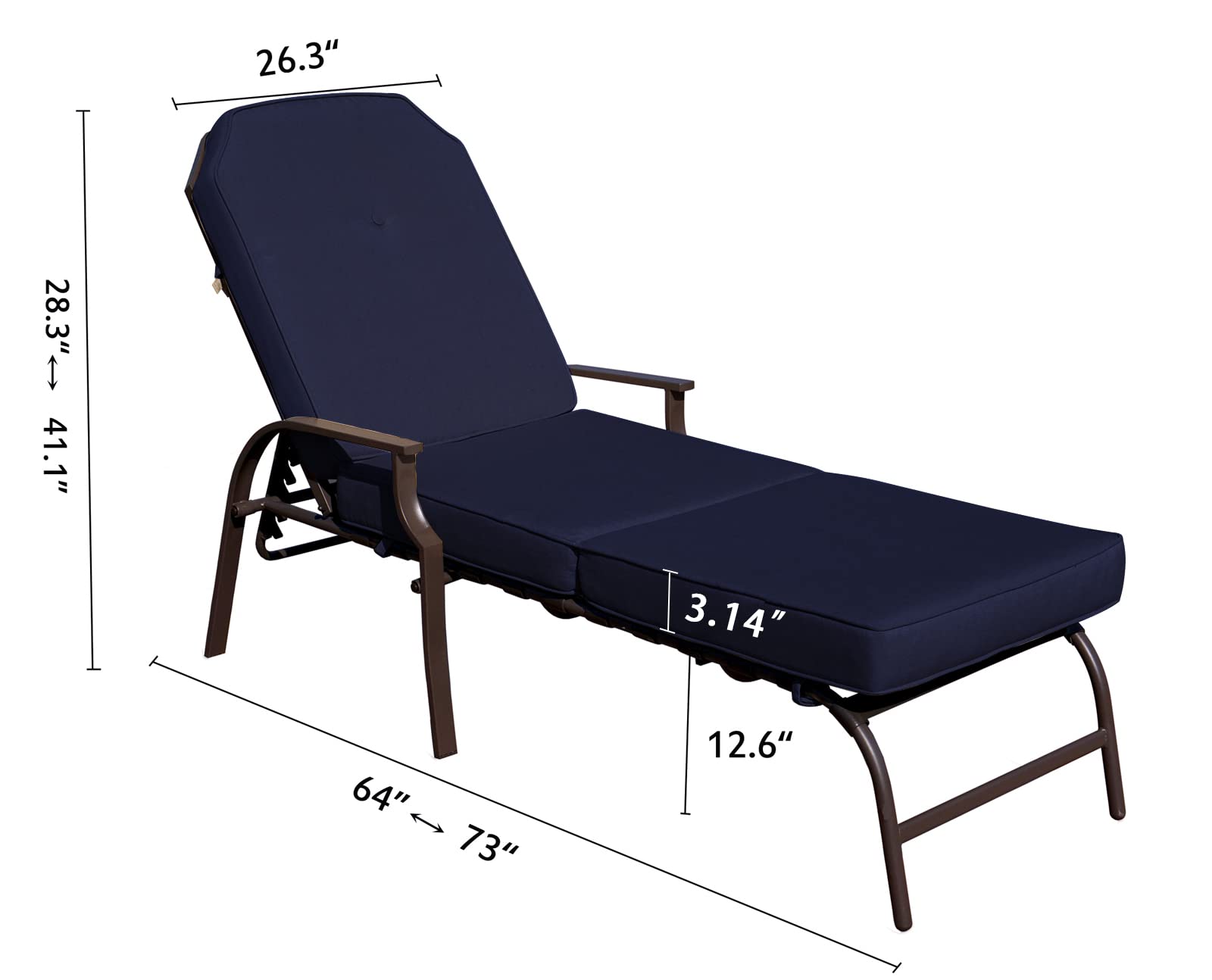 Kozyard Maya Chaise Lounge - Outdoor Patio Recliner Chair, Comfortable Patio Lounge Chair, Elegant Chaise Lounge Chair for Relaxation, Perfect Outdoor Recliner Chair (Navy Blue)