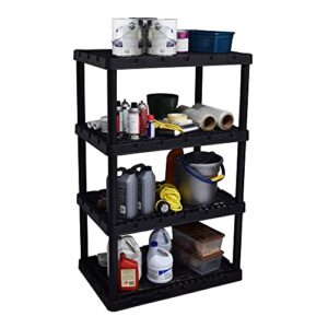 Gracious Living 4 Shelf Knect-A-Shelf Ventilated Light Duty Storage Unit Organizer System for Home, Garage, Basement, and Laundry, Black