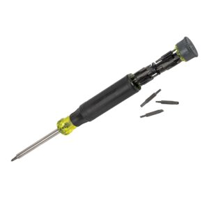 klein tools 32327 precision screwdriver set, 27-in-1 multi-bit screwdriver, onboard storage, rare-earth magnet, ideal for terminal blocks