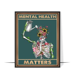 loluis inspirational vintage mental health awareness wall art, counseling therapy positive office decor, mental health matters poster (unframed 8"x10", mental health matters)