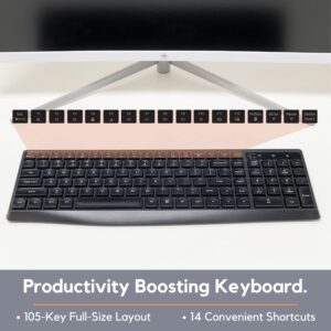 X9 2.4G Wireless Keyboard and Mouse Combo - 3 Basic Essentials for Office or Home - 105 Key Full Size Keyboard & Mouse with Mouse Pad - USB Cordless Keyboard for Laptop, Computer, PC & Chrome (Black)
