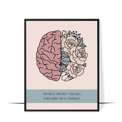 LOLUIS Inspirational Positive Quotes Mental Health Wall Art, Therapist Counsellor Office Decor, Work on Yourself Poster (Unframed 8"x10", 1.2 Work On Yourself)