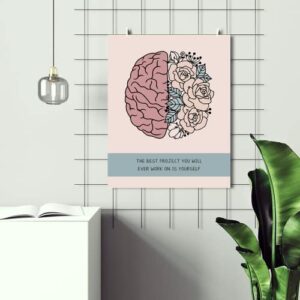 LOLUIS Inspirational Positive Quotes Mental Health Wall Art, Therapist Counsellor Office Decor, Work on Yourself Poster (Unframed 8"x10", 1.2 Work On Yourself)