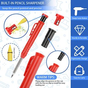 7 Pieces Mechanical Carpenter Pencils Kit with Center Punch, Magnetic Pick Up Tool, Metal Scribe Tool, 2 Pieces Solid Carpenter Pencil with Built-in Sharpener, 18 Refills, for Woodworking Father's Day