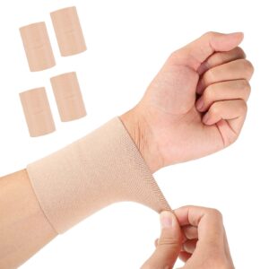 satinior 2 pairs compression wrist sleeve compression wrist brace wrist supports wrist wraps elastic wristbands for men and women tennis, tendonitis, carpal tunnel (beige, small)