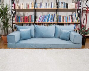 livingroom floor cushions, floor sofa seating, velvet fabric sofas, oriental moroccan sofas, sectional couches, yoga meditation sofas (grey)