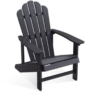efurden adirondack chair, polystyrene, weather resistant & durable fire pits chair for lawn and garden, 350 lbs load capacity with easy assembly (black, 1 pc)
