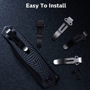 Zhehao 6 Pieces Deep Carry Pocket Clip Compatible with 535 Knife Pocket Knife Clip Knife Screw Clips for DIY Folding Knives with 16 Screws, Stonewash and Black Color