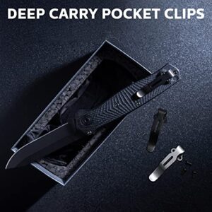 Zhehao 6 Pieces Deep Carry Pocket Clip Compatible with 535 Knife Pocket Knife Clip Knife Screw Clips for DIY Folding Knives with 16 Screws, Stonewash and Black Color