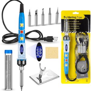 Electronics Soldering Iron Kit - 80W Digital LCD Solder Gun with ON/OFF Switch Adjustable Temperature Controlled and Fast Heating Thermostatic Design Welding Tool
