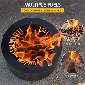 STBoo Smokeless Fire Pits for Outside with Portable Carrying Storage Bag, 20x14 Inch Firepits Outdoor Wood Burning, Low Smoke Outdoor Fireplace for Bonfire Picnic Backyard Cooking on Beach, Black, L