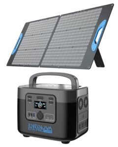 enernova 1200w portable power station with 80w solar panel, outdoor generator with ac outlets, led light for camping, rv, solar generator