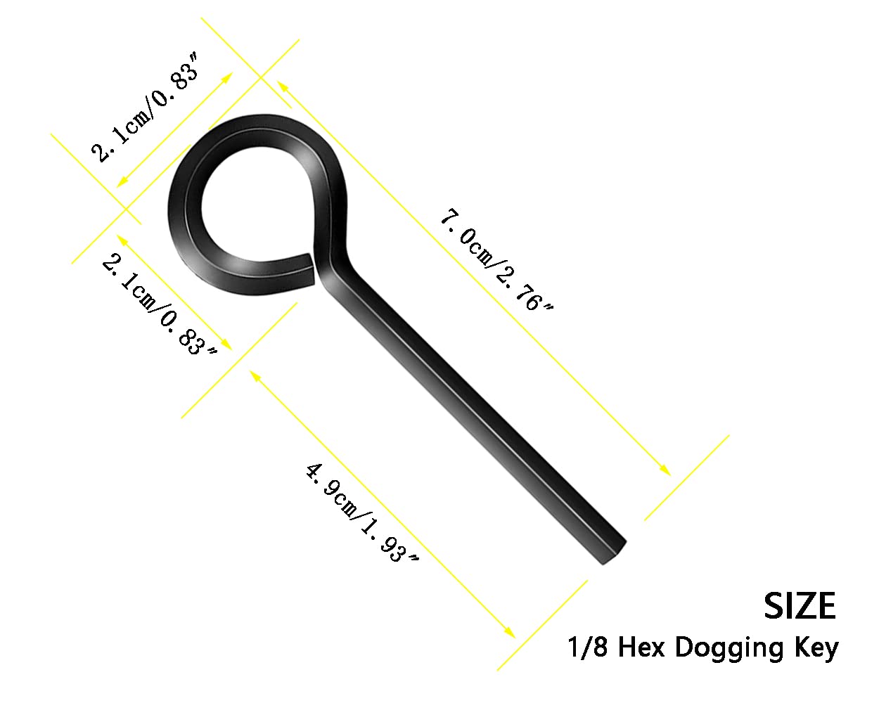 WOODGUILIN 1/8” Standard Hex Dogging Key with Full Loop, Key-Ring Style Dogging Key Set 1/8 Allen Wrench Key for Push Bar Door Panic Bars, Security Door Exit Devices,Solid Metal（10 Pack,1/8 black）