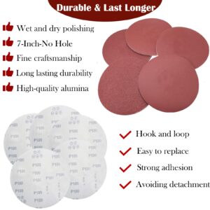 Tonmp 50 PCS 7 Inch Hook-and-Loop Sanding Discs Sandpaper - 10 pcs Each of 60 80 120 180 240 Grits Sander Paper for for Random Orbit Drywall Sander