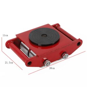 6T Industrial Moving Dolly 13200LBS Machinery Mover, Furniture Dolly for Moving Furniture Movers with Steel Rollers Cap 360 Degree Rotation (Red)