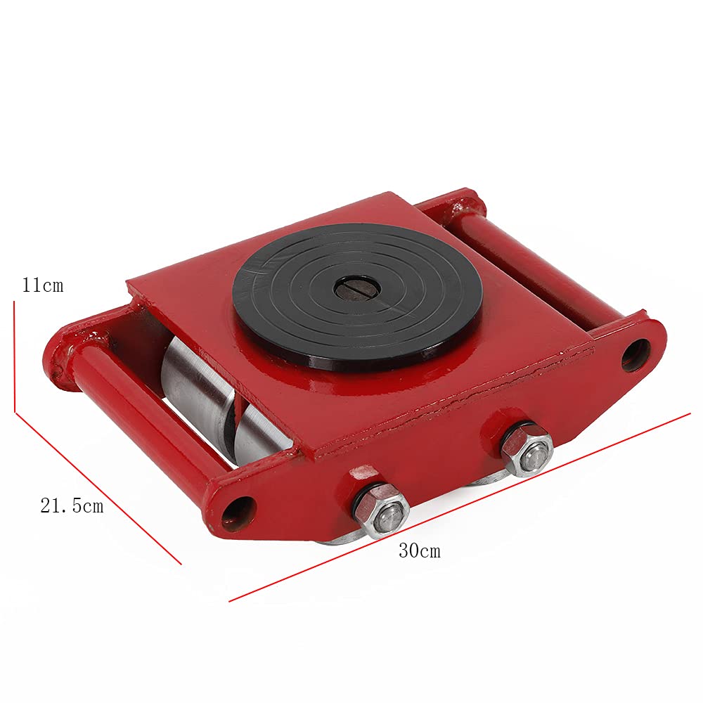 6T Industrial Moving Dolly 13200LBS Machinery Mover, Furniture Dolly for Moving Furniture Movers with Steel Rollers Cap 360 Degree Rotation (Red)