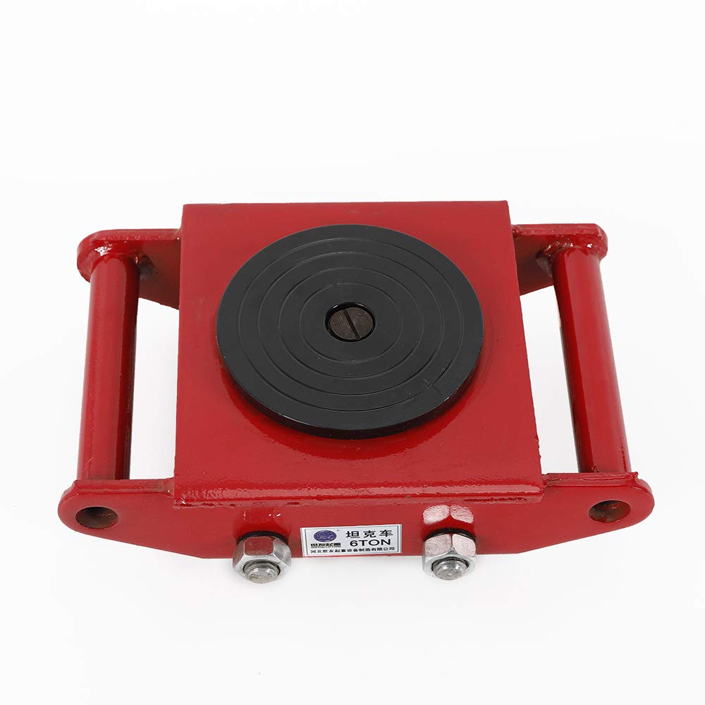 6T Industrial Moving Dolly 13200LBS Machinery Mover, Furniture Dolly for Moving Furniture Movers with Steel Rollers Cap 360 Degree Rotation (Red)