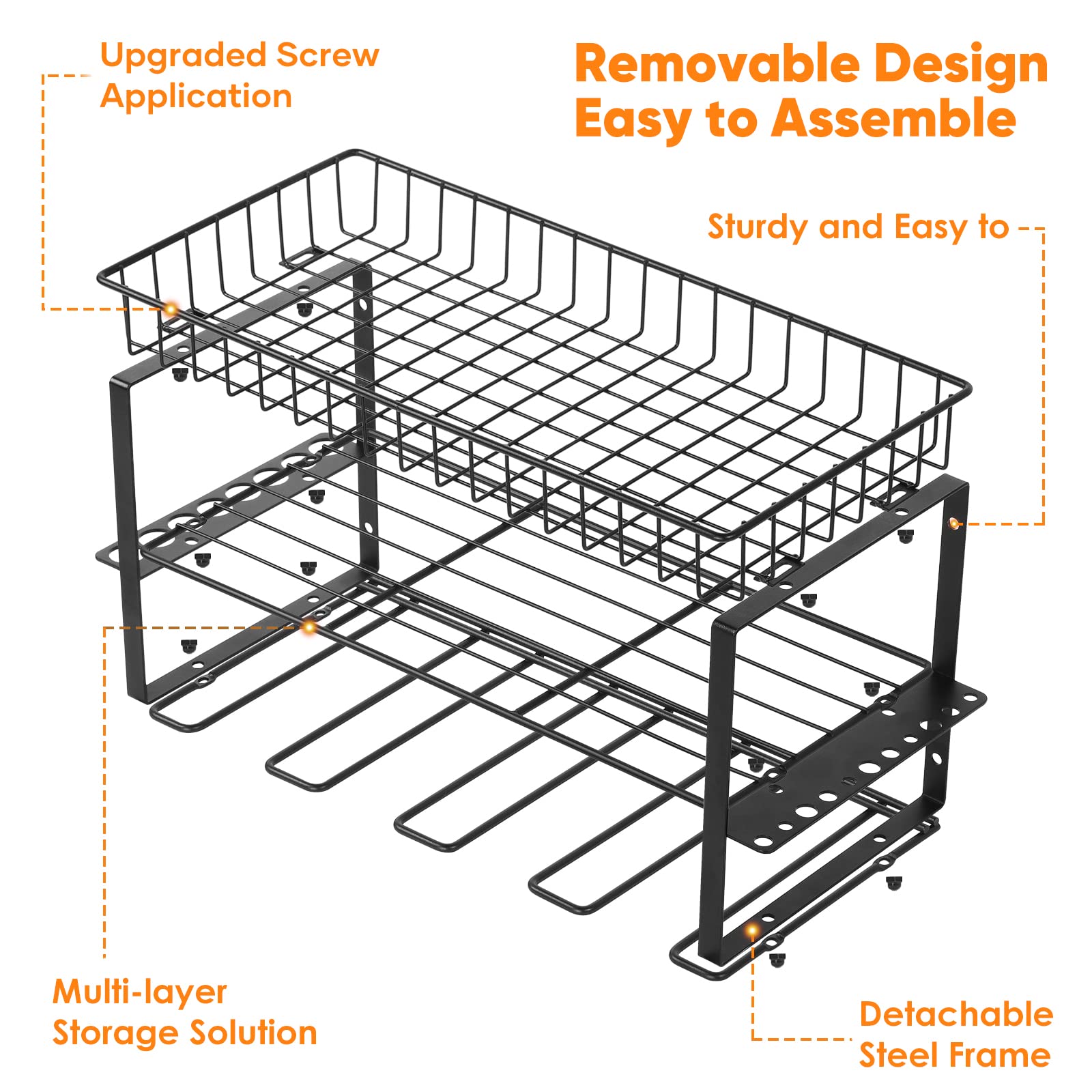 Power Tool Organizer, Power Tool Storage Rack with Basket, Heavy Duty Floating Tool Shelf, Wall Mounted Storage Rack, Garage Organizers and Storage, Perfect for Christmas Gift