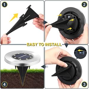 Solar Ground Lights, Solar Lights Outdoor Garden,16Pack Solar Outdoor Lights , Outdoor Solar Disk Lights Waterproof LED in-Ground Lights, Landscape Lights for Pathway, Yard, Deck, Lawn, Patio, Walkway