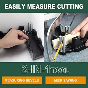 Mightree 2-in-1 Mitre Measuring Cutting Tool, Baseboard Cutting Tool, Miter Saw Protractor Tool, 85 To 180 Degree Angles Clamp Measuring Tool for Home Improvement, Carpentry Work, Black