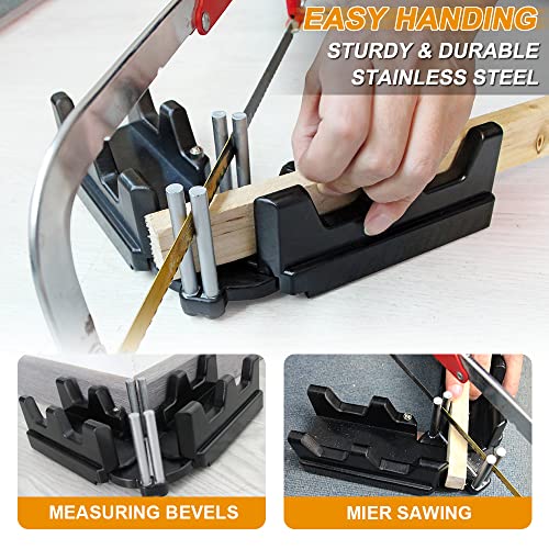 Mightree 2-in-1 Mitre Measuring Cutting Tool, Baseboard Cutting Tool, Miter Saw Protractor Tool, 85 To 180 Degree Angles Clamp Measuring Tool for Home Improvement, Carpentry Work, Black