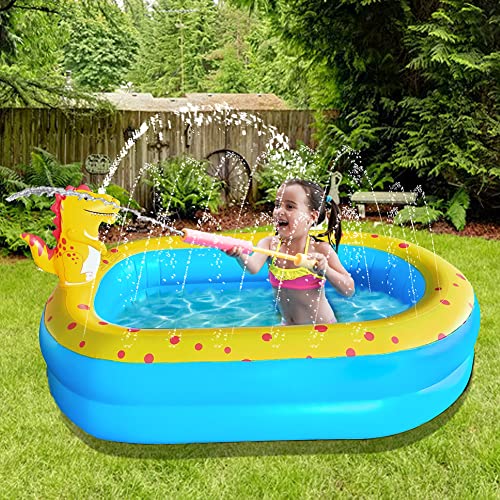 Inflatable Kid Pool, Swimming Pool for Kids with Sprinkler, Funny Blow up Pool 67'' x 41'' x 32'' Full-Sized Family for Backyard, Summer Water Party…