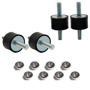 m8 rubber studs shock absorber anti-vibration isolator mounts 4 packs, rubber cylindrical vibration isolation mount, for air compressors garage motor diesel engines(with 8pcs non-slip nuts)