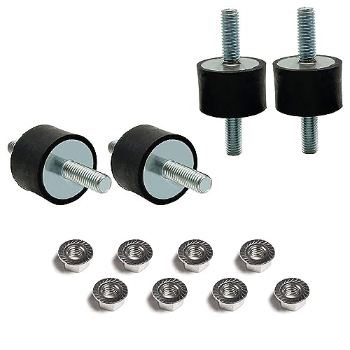 M8 Rubber Studs Shock Absorber Anti-Vibration Isolator Mounts 4 Packs, Rubber Cylindrical Vibration Isolation Mount, for Air Compressors Garage Motor Diesel Engines(with 8PCS Non-Slip Nuts)