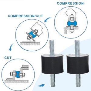 M8 Rubber Studs Shock Absorber Anti-Vibration Isolator Mounts 4 Packs, Rubber Cylindrical Vibration Isolation Mount, for Air Compressors Garage Motor Diesel Engines(with 8PCS Non-Slip Nuts)