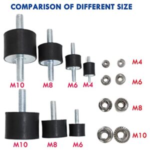 M8 Rubber Studs Shock Absorber Anti-Vibration Isolator Mounts 4 Packs, Rubber Cylindrical Vibration Isolation Mount, for Air Compressors Garage Motor Diesel Engines(with 8PCS Non-Slip Nuts)