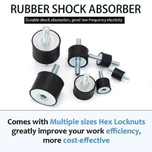 M8 Rubber Studs Shock Absorber Anti-Vibration Isolator Mounts 4 Packs, Rubber Cylindrical Vibration Isolation Mount, for Air Compressors Garage Motor Diesel Engines(with 8PCS Non-Slip Nuts)