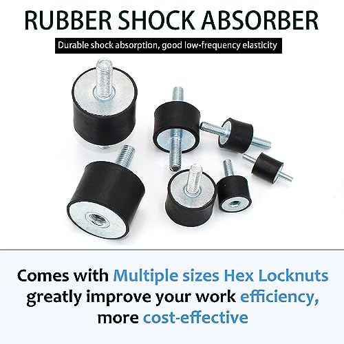 M8 Rubber Studs Shock Absorber Anti-Vibration Isolator Mounts 4 Packs, Rubber Cylindrical Vibration Isolation Mount, for Air Compressors Garage Motor Diesel Engines(with 8PCS Non-Slip Nuts)