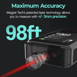 Compact Laser Measurement Tool, MAGPIE M-30+ 98ft/30m Small Laser Distance Meter, Rechargeable Laser Measure for Fast, Precise Results (‎Space Gray)