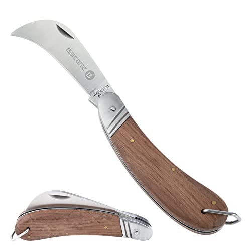 BaiCarre Pruning Knife,Folding Garden Knife,Stainless Steel Grafting Knife,Garden Budding Pocket Knife for Grafting Multi Cutting Tool, Weed Bushes Branches Mushroom Diggig Weeding Knife