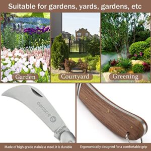 BaiCarre Pruning Knife,Folding Garden Knife,Stainless Steel Grafting Knife,Garden Budding Pocket Knife for Grafting Multi Cutting Tool, Weed Bushes Branches Mushroom Diggig Weeding Knife