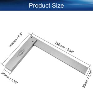 Bettomshin 1Pc Framing Square Right Angle Ruler, 250x160mm Tool Steel Machinist Square Ruler, 90 Degree Square Layout Tool, Straightedge Right Angle Ruler Measuring Gauge for Carpenter Engineer