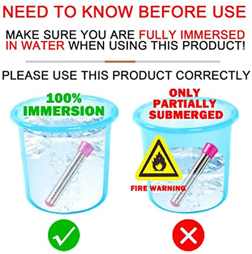 Immersion Water Heater, Electric Submersible Water Heater with Stainless Steel Guard Cover and Digital LCD Thermometer, Portable Bucket Heater to Heat 5 Gallons of Water in Minutes