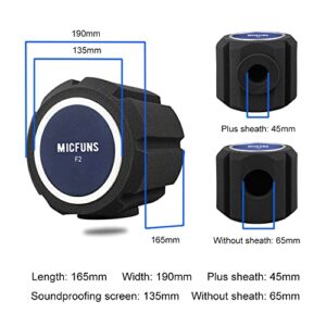 Micfuns F2 Professional Microphone Windscreens Pop Filter, Acoustic Filter for 45mm-60mm Recording Studios Microphones, Sound-Absorbing Foam that Reduces Noise and Reflections