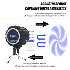 Micfuns F2 Professional Microphone Windscreens Pop Filter, Acoustic Filter for 45mm-60mm Recording Studios Microphones, Sound-Absorbing Foam that Reduces Noise and Reflections