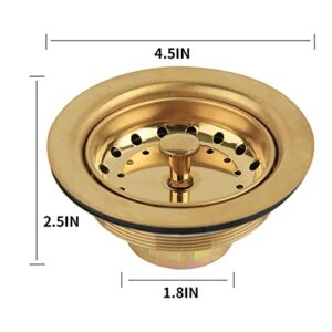 Solimeta Gold Kitchen Sink Drain, Stainless Steel Sink Strainers for Kitchen, Kitchen Strainer with Removable Basket