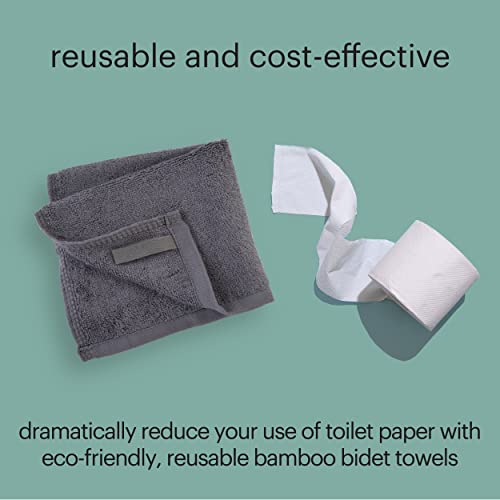 Brondell Ultra-Soft Bamboo Bidet Towels for Bathrooms, Soft and Absorbent, Machine-Washable, Quick Dry, 9.85” x 9.85”, Includes Mesh Laundry Bag, Graphite, Small