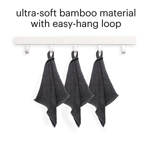 Brondell Ultra-Soft Bamboo Bidet Towels for Bathrooms, Soft and Absorbent, Machine-Washable, Quick Dry, 9.85” x 9.85”, Includes Mesh Laundry Bag, Graphite, Small